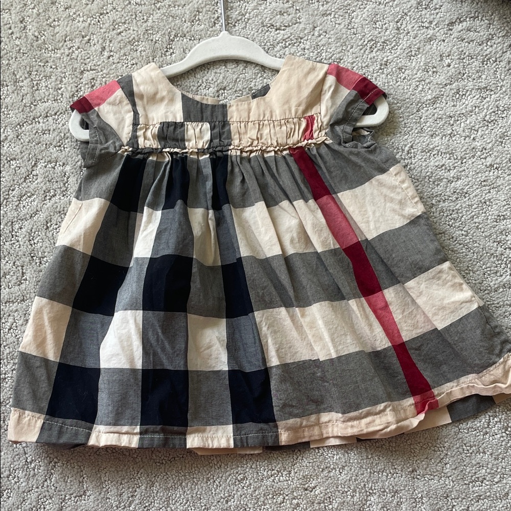 Burberry Baby Dress with Red and Gray Accents 6-12m